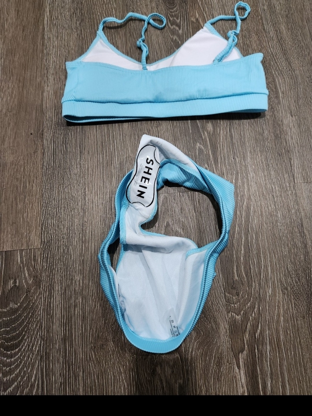 SHEIN Light Blue Ribbed Bikini Set - Picture 3 of 3